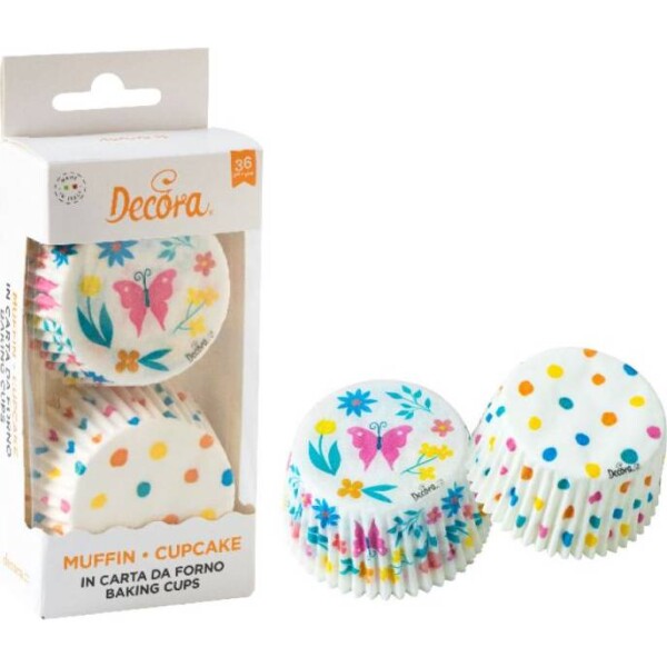 Košíčky na muffiny 36 ks 50x32 mm s bodkami a motýľom - Decora - Decora