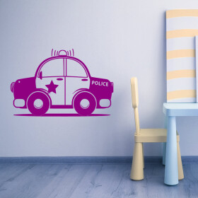 Veselá Stena Samolepka Autíčko policajné Farba: fialová, Veľkosť: 60 x 39 cm