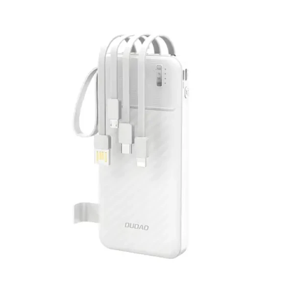 Dudao K11 10000mAh biela / Powerbanka / so vstavanými káblami
