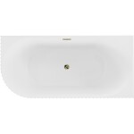 MEXEN/S - Gia voľne stojaca rohová vaňa reliéf pravá 150 x 75, biela mat, sifón a prepad zlatá 52701507501P-50