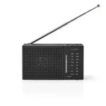 Nedis FM rádio / Prenosné Prevedenie / AM / FM / Napájanie z batérie / Analógový / 1.5 W / Čierno-biely displej (RDFM1200BK)