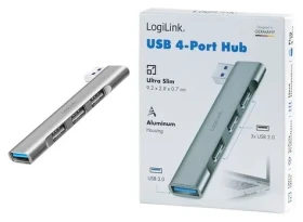 LogiLink kompaktný USB hub strieborná / USB hub / 1x USB-A 3.0 / 3x USB-A 2.0 / 5 Gbit/s (UA0436)