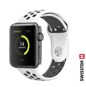 Swissten Silikónový športový remienok pre Apple Watch 42/44/45/49mm platinovo-čierna (46000612)