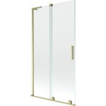MEXEN/S - Velar L dvojkrídlová posuvná vaňová zástena 100 x 150, transparent, zlatá kartáčovaná 896-100-003-01-55