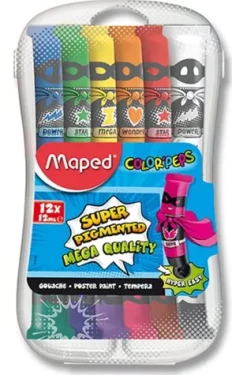 Maped Temperové farby 12x12ml v plastovom boxe (141260)