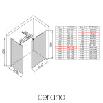 CERANO - Sprchová zástena Walk-in Onyx TL/P - 8 mm - hranatá vzpera - čierna matná, bronzové sklo - 110x50x200 CER-686770
