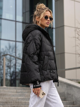 Dámska prešívaná bunda s kapucňou, čierna, FashionStreet TY5759 XL