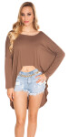 Trendy KouCla HighLow Oversize Crop Shirt Einheitsgroesse