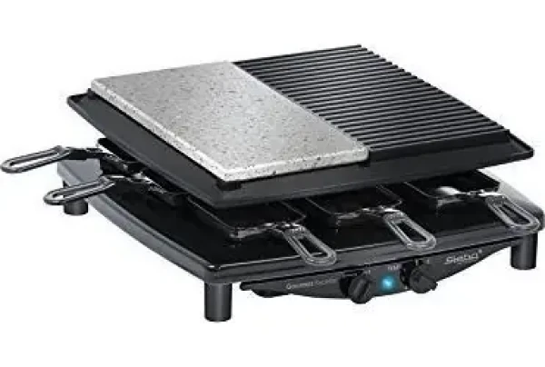Steba RC 4 PLUS Deluxe / Raclette gril / 8 panvičiek / 1450 W / nerez / 29x29 cm grilovacia doska (622400)