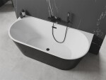 MEXEN/S - Oval vaňa voľne stojaca nástenná 160 x 80, biela/čierna, sifón a prepad čierna 52671608075-70