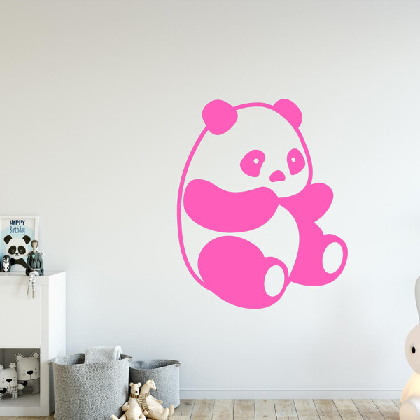 Veselá Stena Samolepka Roztomilá panda Farba: ružová, Veľkosť: 80 x 64 cm