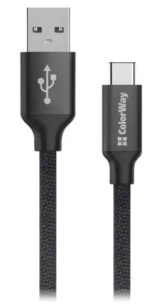 Colorway čierna / Dátový kábel / USB-A - USB-C / 2,4 A / 2 m (CW-CBUC008-BK)