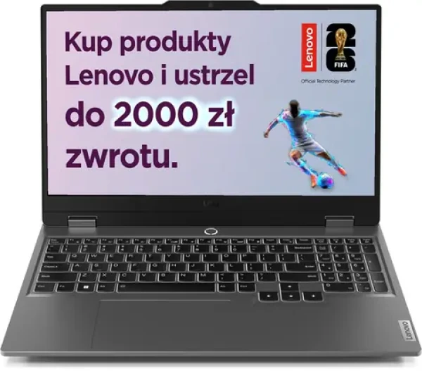 Lenovo LOQ 15AHP9 sivá / Notebook / 15.6" FHD / AMD RYZEN 7 7445HS 3.55GHz / 16GB / 512GB SSD / RTX 4050 6GB / Bez OS (83DX00EVPB)