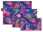 Presco Group Set 3 taštičiek Plameniaky / MINI - 13 x 23 cm / MIDI 20 x 27 cm / MAXI 25 x 32 cm (A-7489)