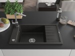 MEXEN/S MEXEN/S - Elias granitový drez 1-miska s odkvapkávačom vrátane batérie Rita, čierny/strieborný metalik 6511-73-670300-70