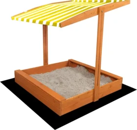 Sand Tropic Drevené pieskovisko so strieškou 120x120cm (impregnované) žlto-biela