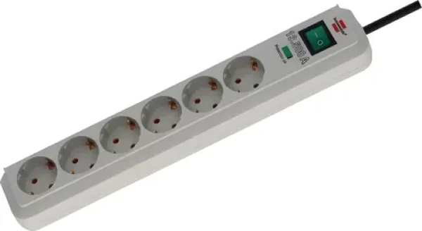 Brennenstuhl Eco-Line svetlo šedá / Prepäťová ochrana / 6 zásuviek / 1,5 m / 13 500 A (1159750015)