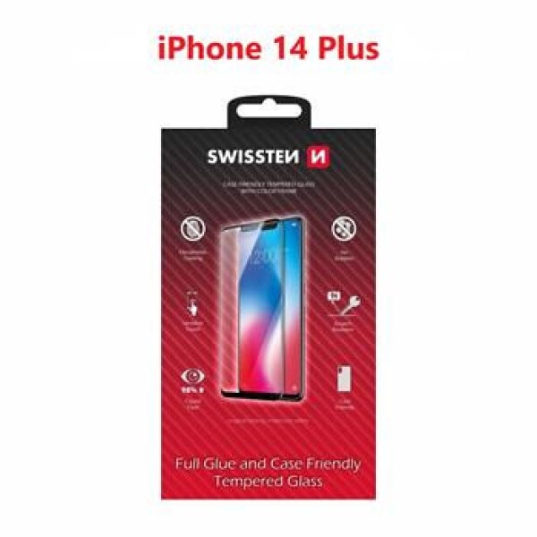 SWISSTEN FULL GLUE COLOR FRAME CASE FRIENDLY sklo pre Apple iPhone 14 PLUS čierna (54501824)