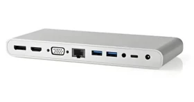 Nedis Dokovacia stanica USB-C biela / Dokovacia stanica / HDMI / DisplayPort / RJ45 / VGA / 4X USB-A (CCTB64991AL02)