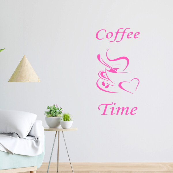 Veselá Stena Samolepka Coffee time Farba: ružová, Veľkosť: 60 x 30 cm