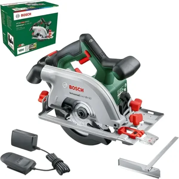 BOSCH UniversalCirc 18V-53 zelená/čierna / Aku okružná píla / 18V / rez 53 mm / 1x aku 2,5 Ah (06033B1402)