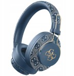 Guess Słuchawki nauszne Guess Bluetooth ENC Metal 4G Logo Modrý