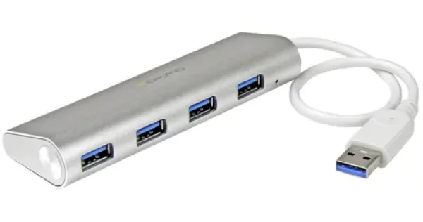 StarTech USB Hub 4 porty strieborná / USB hub / USB 3.0 / 4X USB-A / hliníkové telo (ST43004UA)
