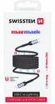 Swissten Magnetický dátový kábel USB-C - LIGHTNING 1m čierna (71551020)