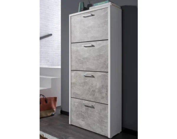 Botník Fulda, biely / šedý betón, výška 152 cm%