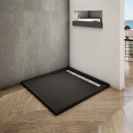 H K - Sprchovací kút MELODY BLACK LINE R101, 100x100 so zalamovacími dverami vrátane čiernej vaničky z liateho mramoru MBLINER101/BLACKSTAR1010SET