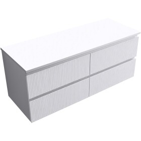 CERANO - Kúpeľňová skrinka Carole - biela matná ryhovaná + doska pod umývadlo z lit. mramoru Elanys - 12 mm - biela matná - 120x49,2x46 CER-660069