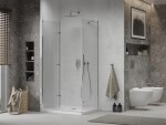 MEXEN/S - Sprchovací kút zalamovací Lima 100x80, číre sklo, chróm + vanička 856-100-080-00-00-4010