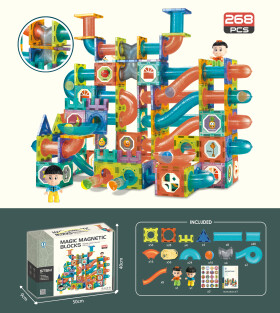 Mamido Mamido Magnetická stavebnica guľôčková dráha 268 dielikov XXL