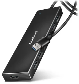 Axagon HUE-F7A, 7x USB 3.2 Gen 1 ALU FLAT CHARGING húb, micro USB napájací konektor, kábel USB-A 1m (HUE-F7A)
