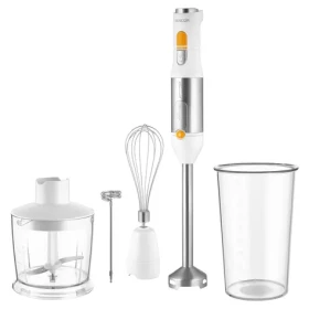 Sencor SHB 6301WH biela / Tyčový mixér / 1200 W / nádoba 800 ml / sekáčik 500ml / šľahacia metla (8590669346257)
