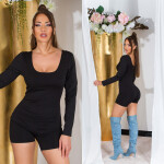 Sexy Musthave Mini Overall Longsleeve black Einheitsgroesse