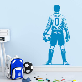 Veselá Stena Samolepka Futbalový brankár s menom Farba: modrá, Veľkosť: 80 x 40 cm