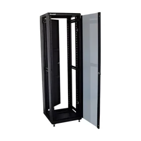 Xtendlan 47U/600x800 čierny / Stojanový rozvádzač / sklenené dvere / plný chrbát (ECO-47U-68-BLACK-S)