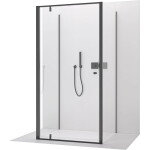 CERANO - Trojstenný sprchovací kút Ferri UL/P - 6 mm - čierna matná, transparentné sklo - 100x100x195 - pivotový CER-8050BD7850