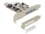 DeLock / Rozširujúca karta USB / PCIe x1 / 3x USB-A ext. + 1x USB-A int. / USB 3.2 Gen 1 / Low Profile (89281)