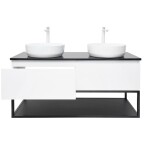 Kúpeľňová skrinka s kamennou krycou doskou SAT B-Way 119x30x45 cm biela lesk BWAY120WU2B2BF BWAY120WU2B2BF