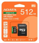 ADATA Speed PLUS / Micro karta SDXC / 512 GB / UHS-I U3 / Class 10 / čítanie: 180 MB/s / zápis: 160 MB/s (UD512GUI3V30A2SP-RA1)