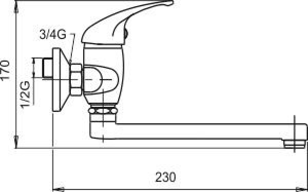 NOVASERVIS - Drezová batéria 150 mm lekárska páka Metalia 55 chróm 55076L,0