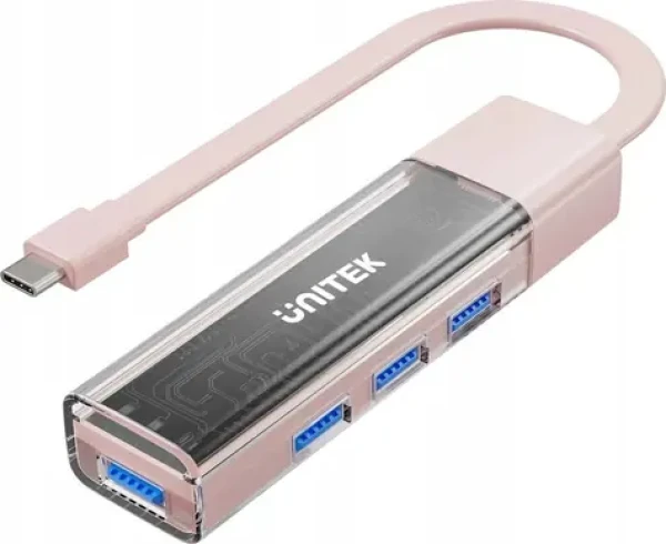 Unitek ružová / USB hub / USB-C + USB-A / 5 Gbps / obojsmerný (H1319APK01)