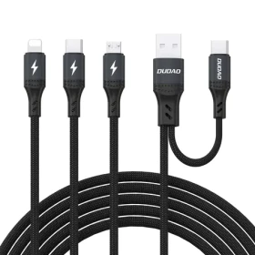 Dudao L3W prepojovací kábel Lightning / USB-A / USB-C / MicroUSB / 66W / čierna (198959)