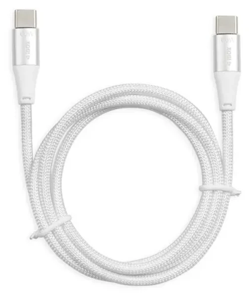 Ibox IKUTC biela / Dátový kábel / USB-C - USB-C / 60 W / 2 m / opletený (IKUTC2W)