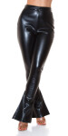 Sexy Koucla faux leather flared pants with slit black