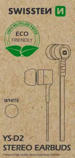 SWISSTEN Earbuds RAINBOW YS-D2 biela / Slúchadlá s mikrofónom / 3.5 mm jack / 1.2m (51106001ECO)