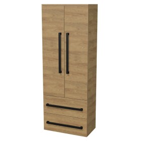 Kúpeľňová skrinka s čiernou úchytkou SAT Cube Way 60x163x33 cm dub Hickory mat CUBE3CV60DH CUBE3CV60DH