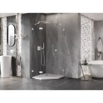 MEXEN/S - Lunar sprchovací kút päťboký krídlový ľavá 100 x 100, transparent, biela 831-100L-100P-20-00-L